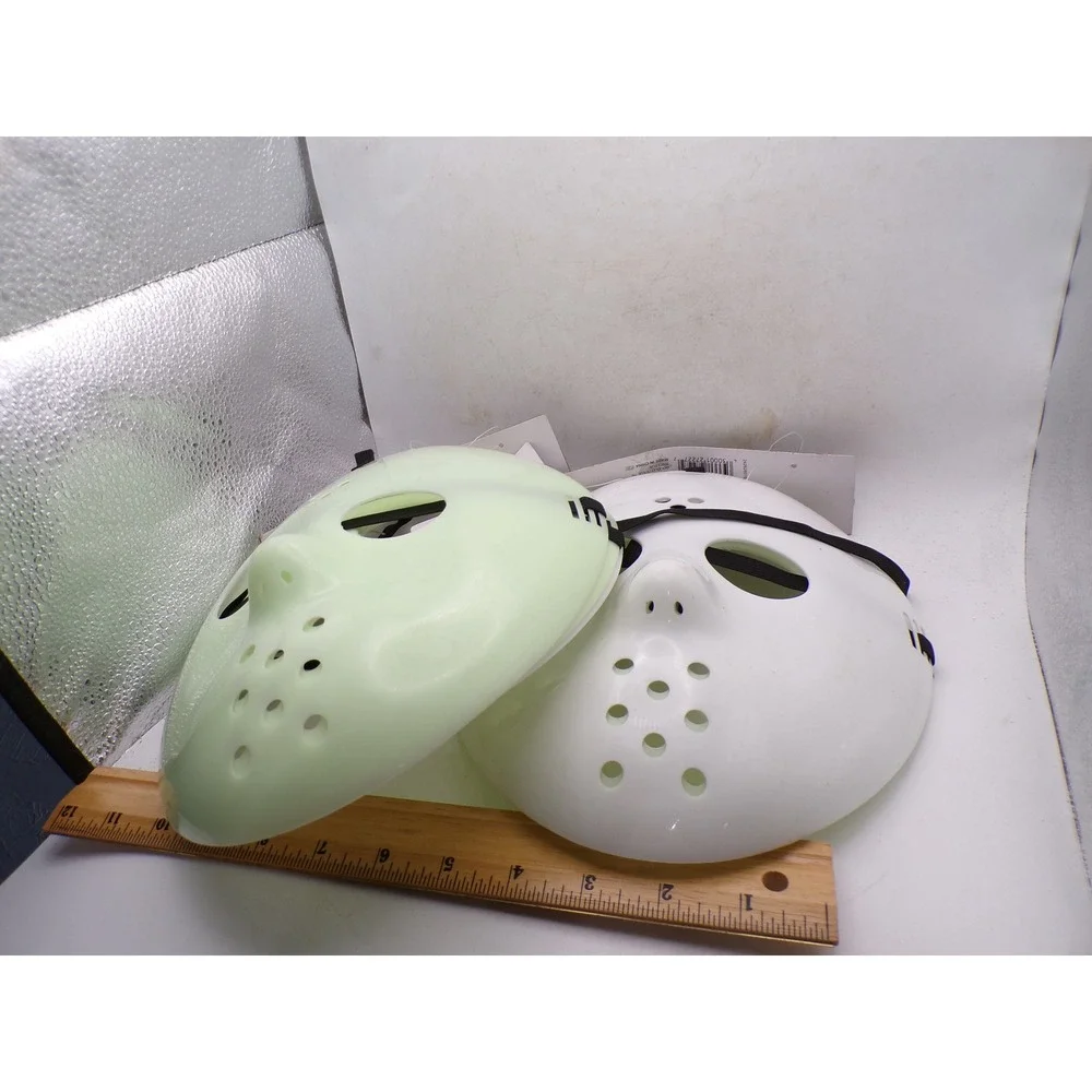 Dolgencorp Glow in the Dark Hockey Mask Set of 5 White Green Horror Costume Prop